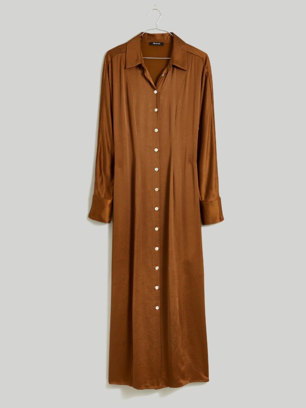 Madewell Satin Button-Front Midi Shirtdress